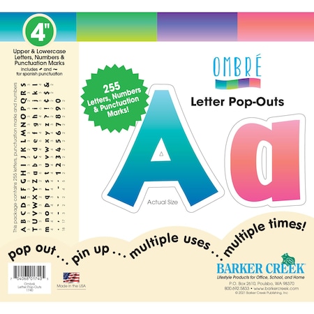 Barker Creek Ombr 4 in Letter Pop-Outs, 255 Characters/Set 1740